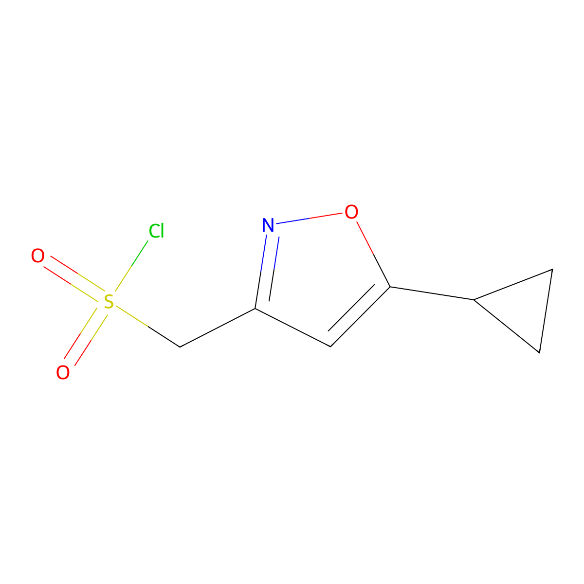 (5-Cyclopropyl-1,2-oxazol-3-yl)methanesulfonyl chloride molecular structure, CAS 2138023-72-8