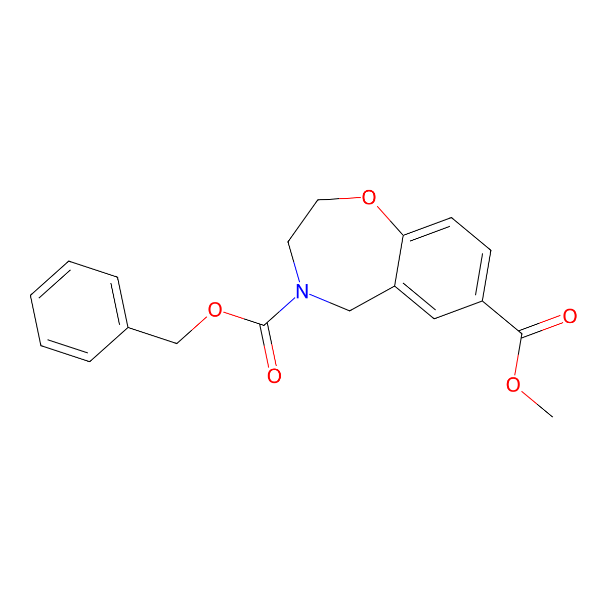 4-Benzyl 7-methyl 2,3,4,5-tetrahydro-1,4-benzoxazepine-4,7-dicarboxylate molecular structure, CAS 2138023-91-1