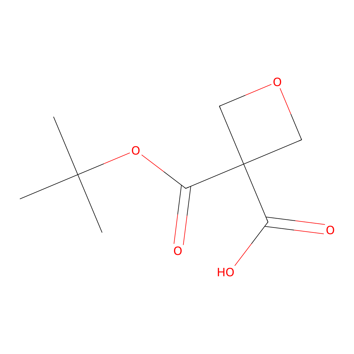 3-((Tert-butoxy)carbonyl)oxetane-3-carboxylic acid molecular structure, CAS 2138024-32-3