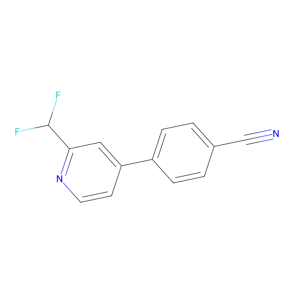 4-[2-(Difluoromethyl)pyridin-4-yl]benzonitrile molecular structure, CAS 2138024-74-3