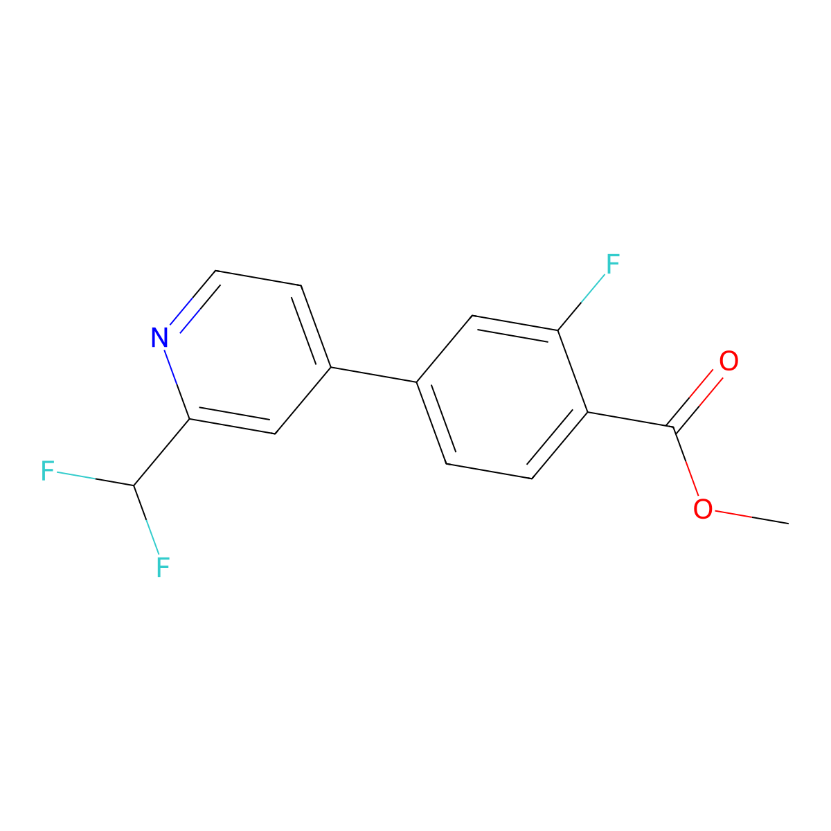 Methyl 4-[2-(difluoromethyl)pyridin-4-yl]-2-fluorobenzoate molecular structure, CAS 2138024-82-3