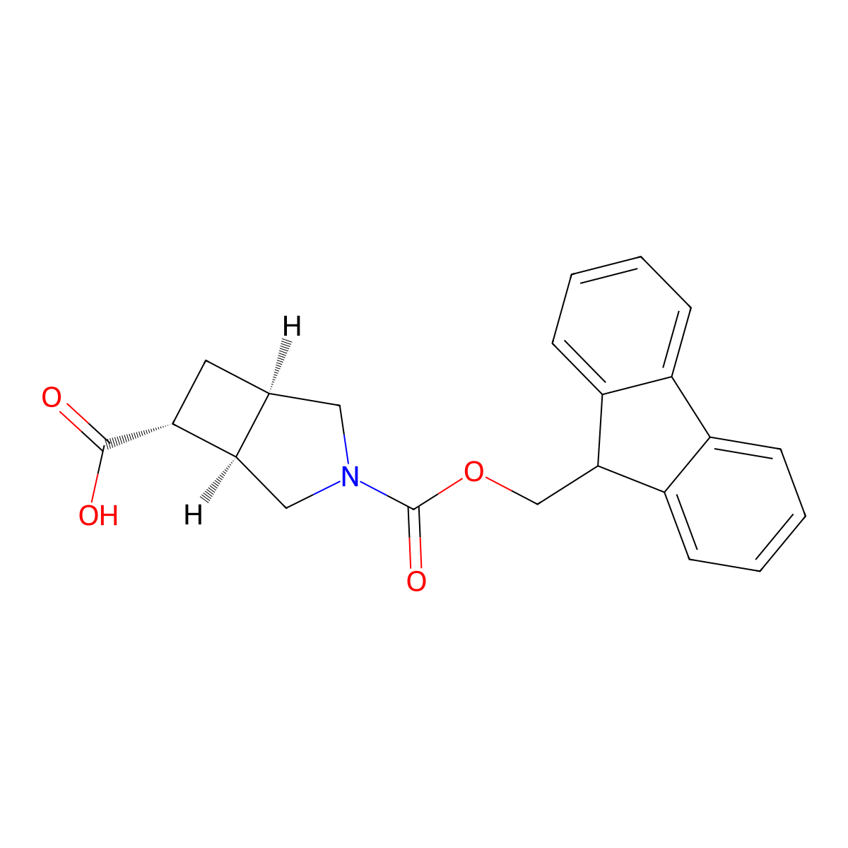 rac-(1R,5R,6R)-3-(((9H-fluoren-9-yl)methoxy)carbonyl)-3-azabicyclo(3.2.0)heptane-6-carboxylic acid molecular structure, CAS 2138024-95-8