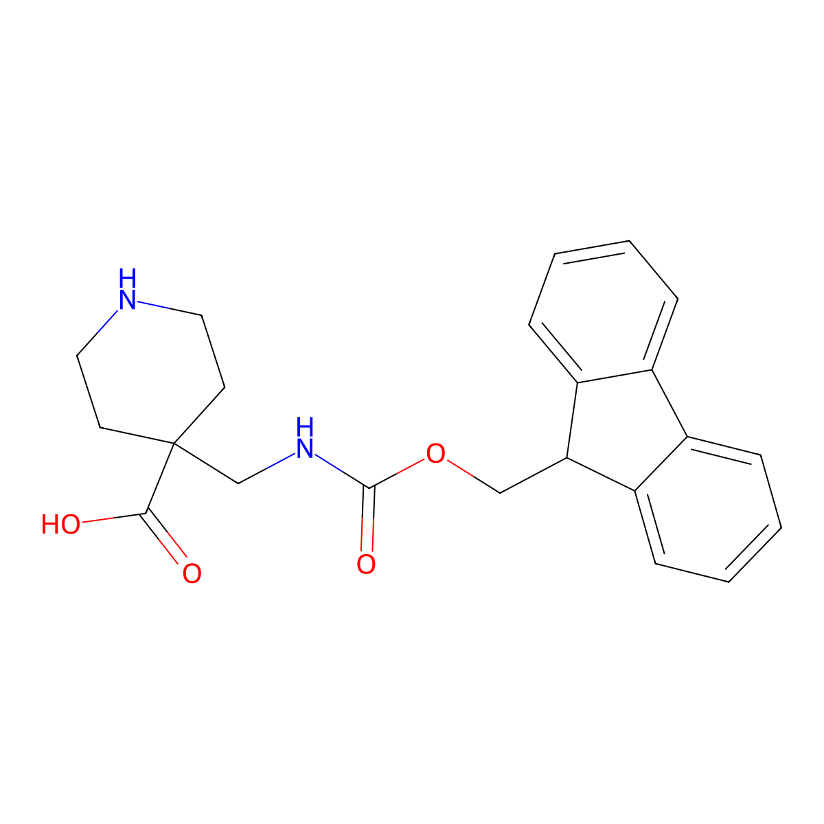 4-[({[(9H-fluoren-9-yl)methoxy]carbonyl}amino)methyl]piperidine-4-carboxylic acid molecular structure, CAS 2138025-27-9