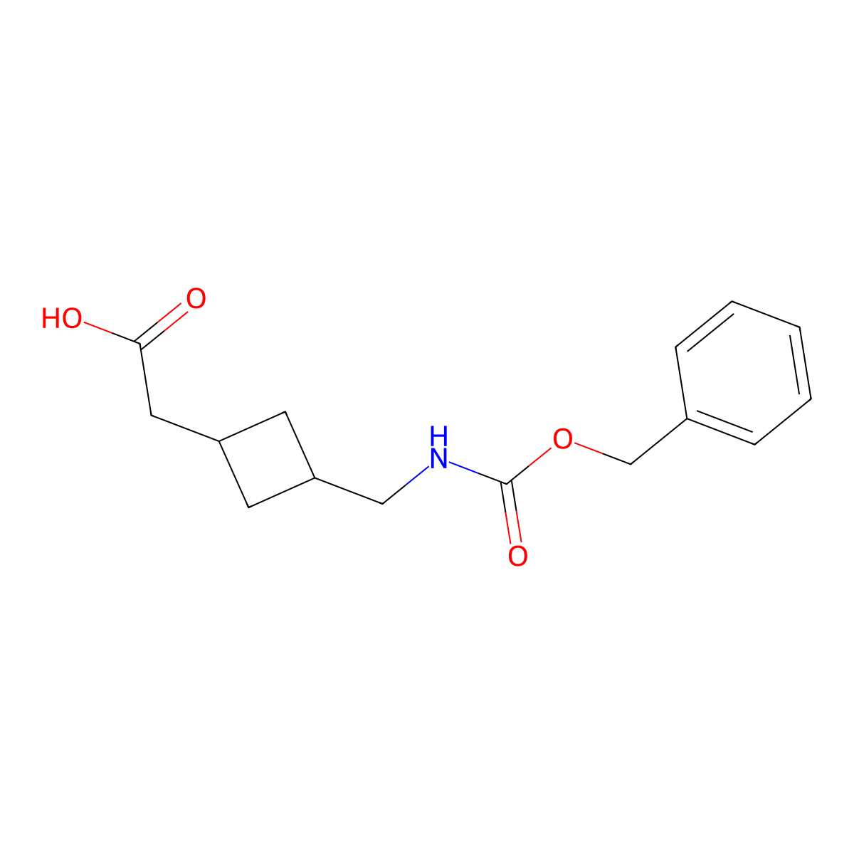 2-[3-({[(Benzyloxy)carbonyl]amino}methyl)cyclobutyl]acetic acid molecular structure, CAS 2138025-47-3
