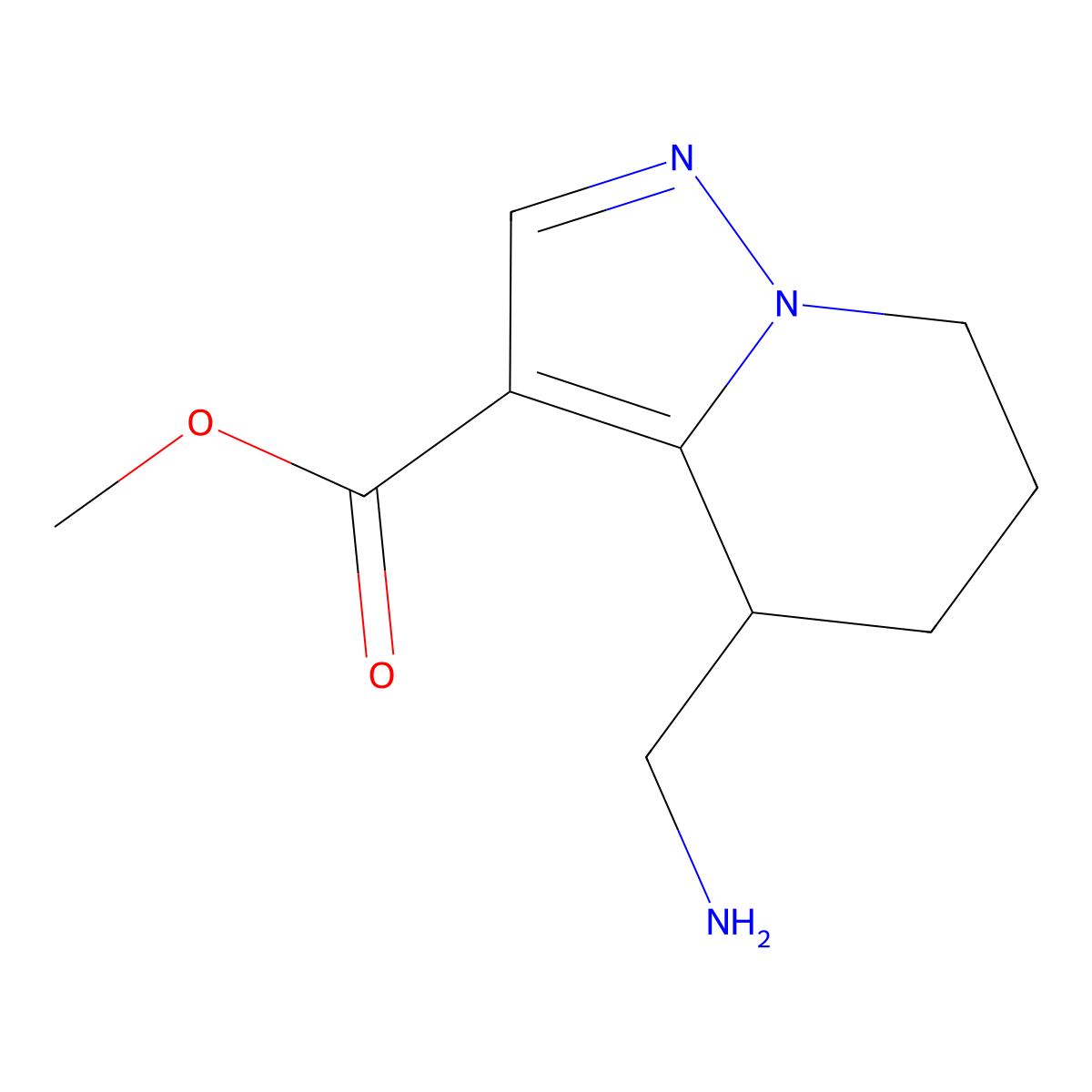 methyl 4-(aminomethyl)-4H,5H,6H,7H-pyrazolo[1,5-a]pyridine-3-carboxylate molecular structure, CAS 2138025-59-7