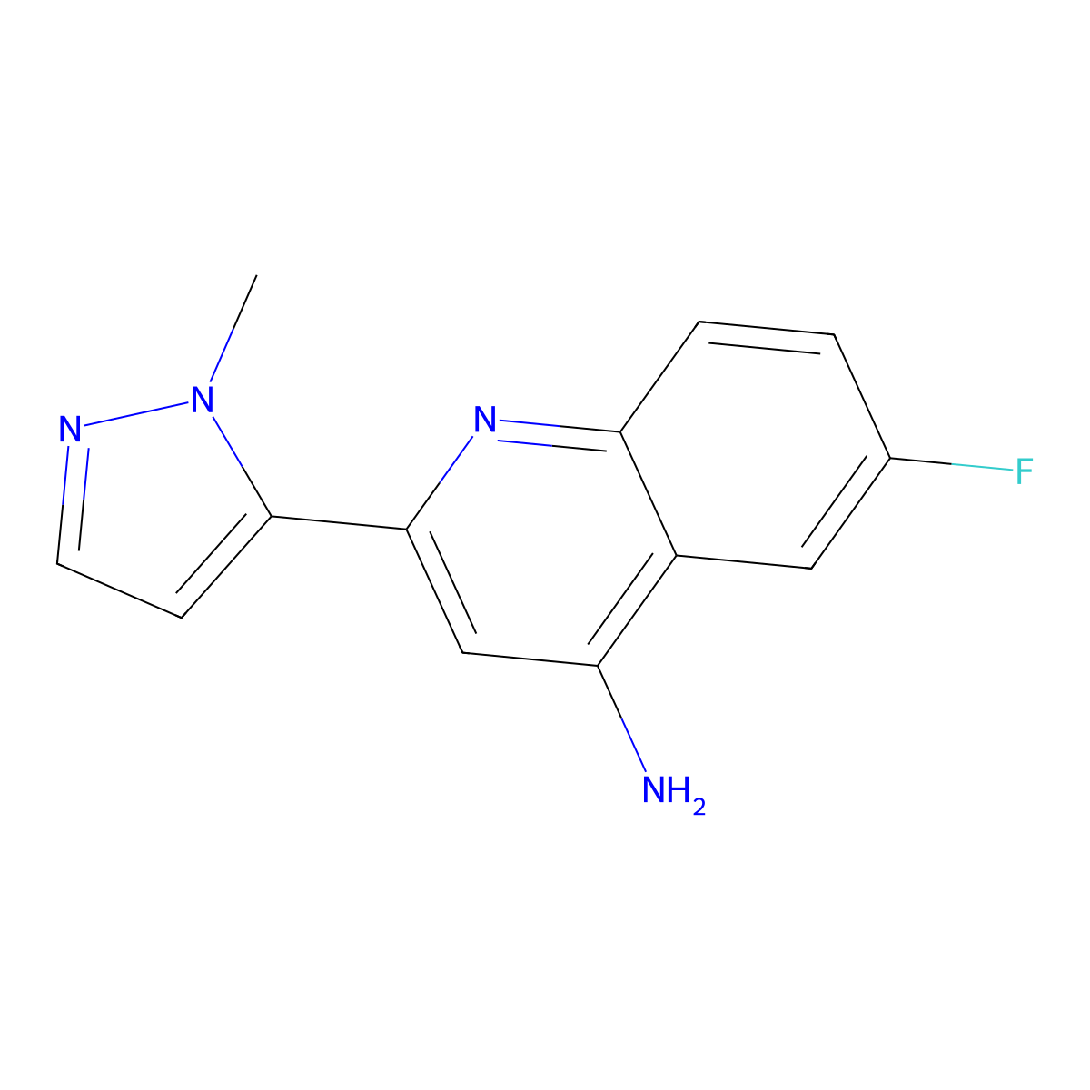 6-Fluoro-2-(1-methyl-1H-pyrazol-5-YL)-4-quinolinamine molecular structure, CAS 2138027-04-8