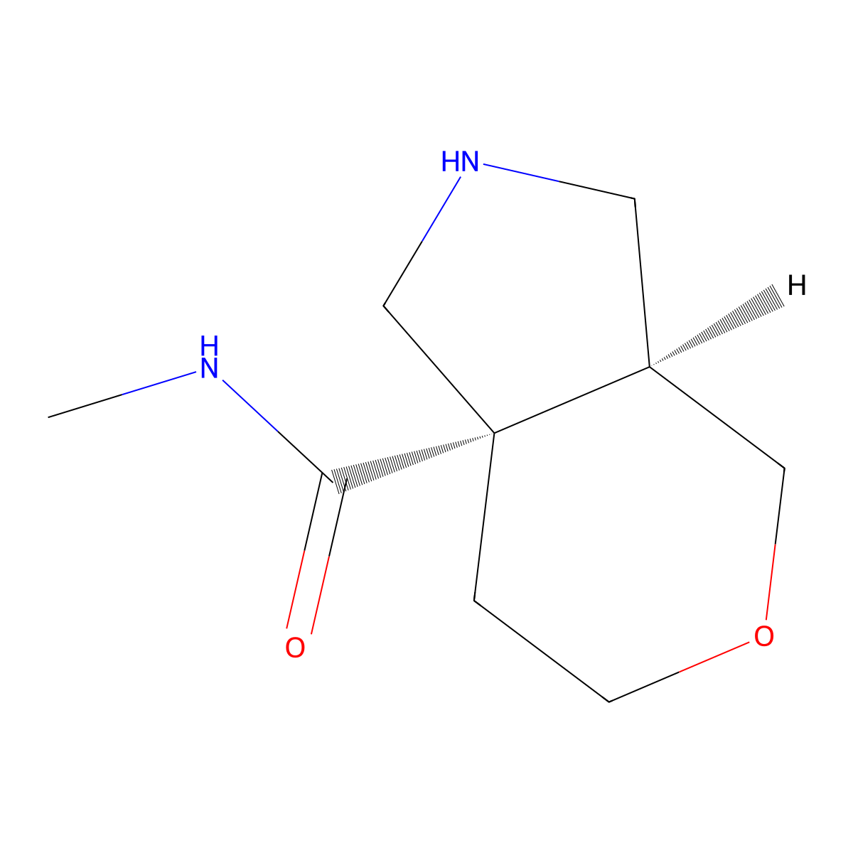 rac-(3aR,7aR)-N-methyl-octahydropyrano[3,4-c]pyrrole-7a-carboxamide molecular structure, CAS 2138031-55-5