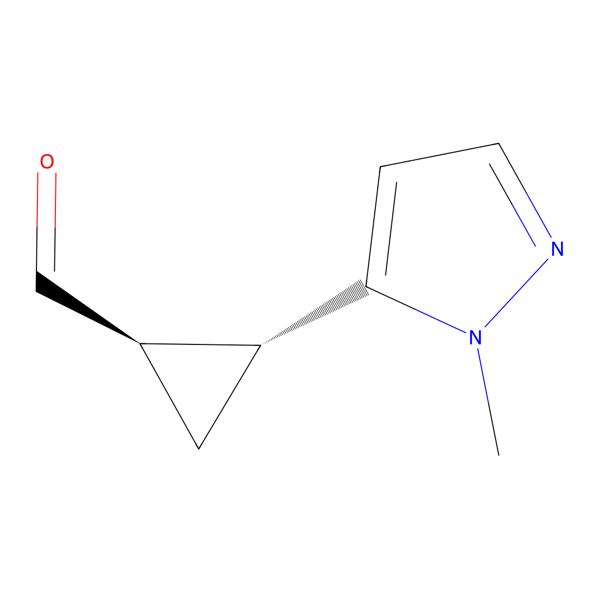 rac-(1R,2R)-2-(1-methyl-1H-pyrazol-5-yl)cyclopropane-1-carbaldehyde molecular structure, CAS 2138033-02-8