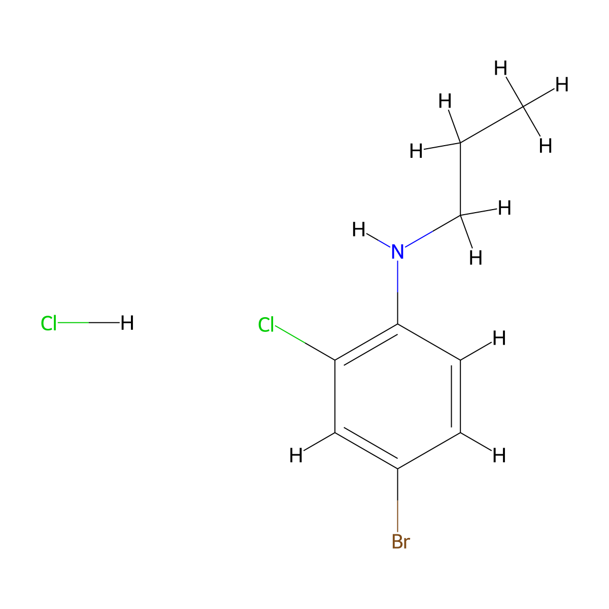 4-bromo-2-chloro-N-propylaniline hydrochloride molecular structure, CAS 2138033-07-3