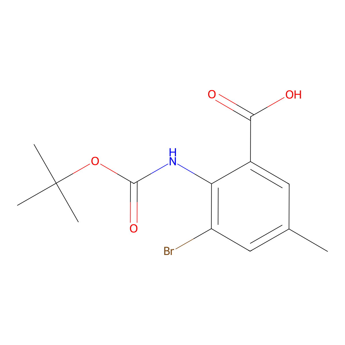 3-Bromo-2-{[(tert-butoxy)carbonyl]amino}-5-methylbenzoic acid molecular structure, CAS 2138033-20-0