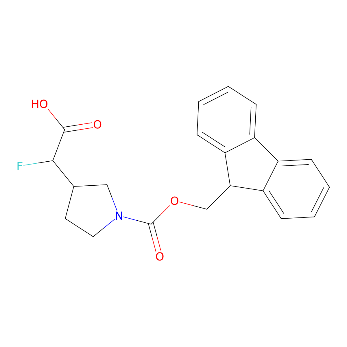 2-(1-{[(9H-fluoren-9-yl)methoxy]carbonyl}pyrrolidin-3-yl)-2-fluoroacetic acid molecular structure, CAS 2138033-43-7