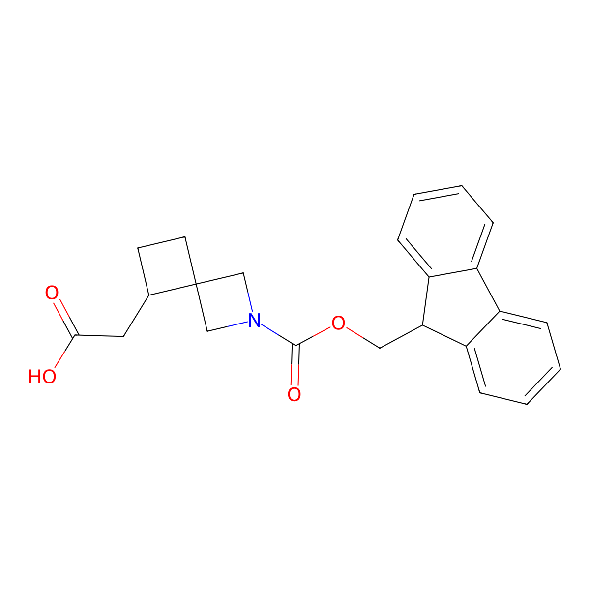 2-(2-{[(9H-fluoren-9-yl)methoxy]carbonyl}-2-azaspiro[3.3]heptan-5-yl)acetic acid molecular structure, CAS 2138033-62-0