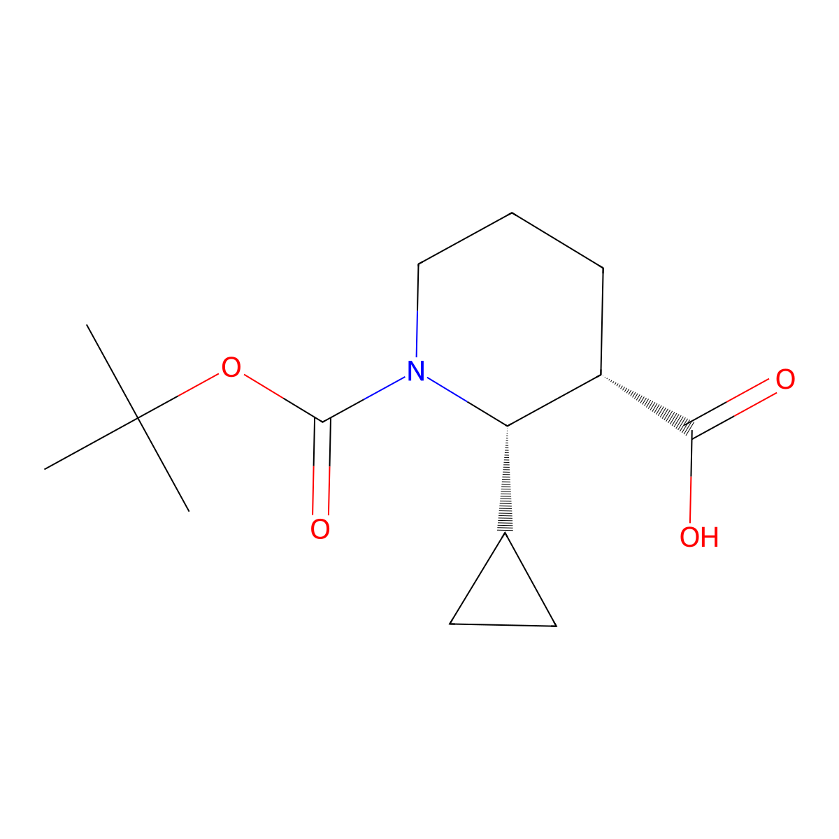 rac-(2R,3R)-1-[(tert-butoxy)carbonyl]-2-cyclopropylpiperidine-3-carboxylic acid molecular structure, CAS 2138034-04-3