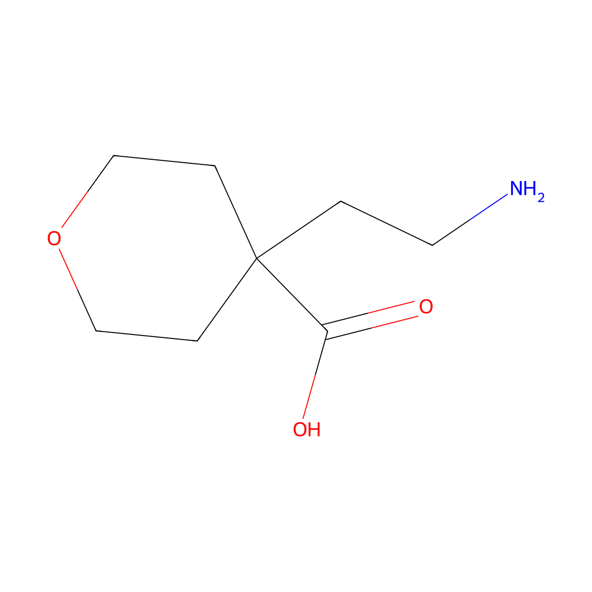 4-(2-Aminoethyl)oxane-4-carboxylic acid molecular structure, CAS 2138034-46-3