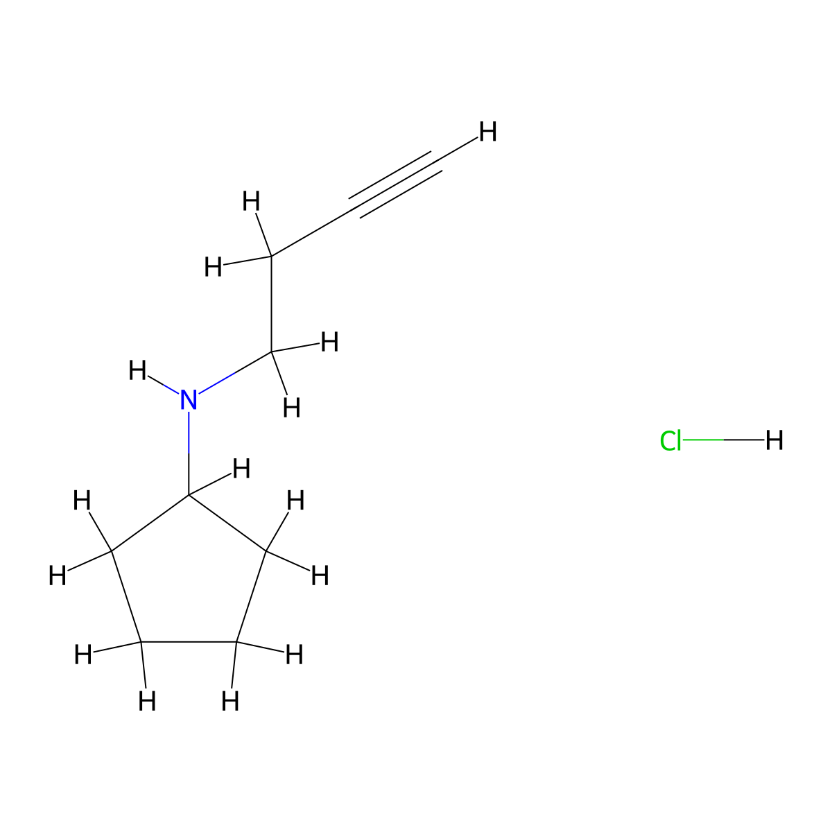 N-(but-3-yn-1-yl)cyclopentanamine hydrochloride molecular structure, CAS 2138034-54-3