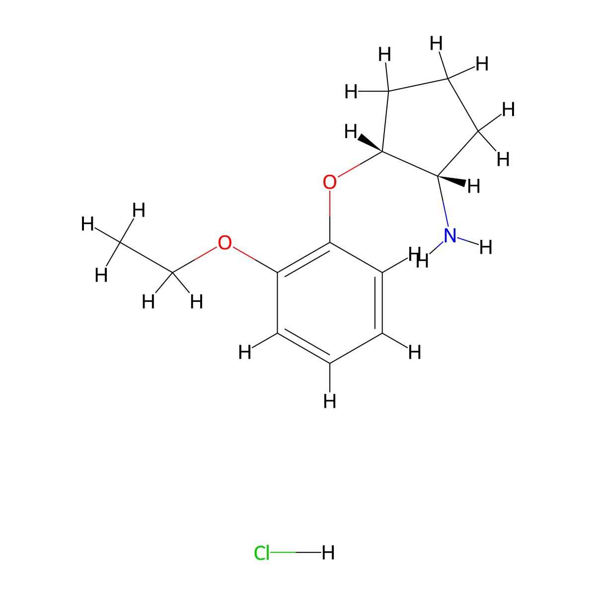 (1S,2R)-2-(2-Ethoxyphenoxy)cyclopentan-1-amine;hydrochloride molecular structure, CAS 2138034-64-5