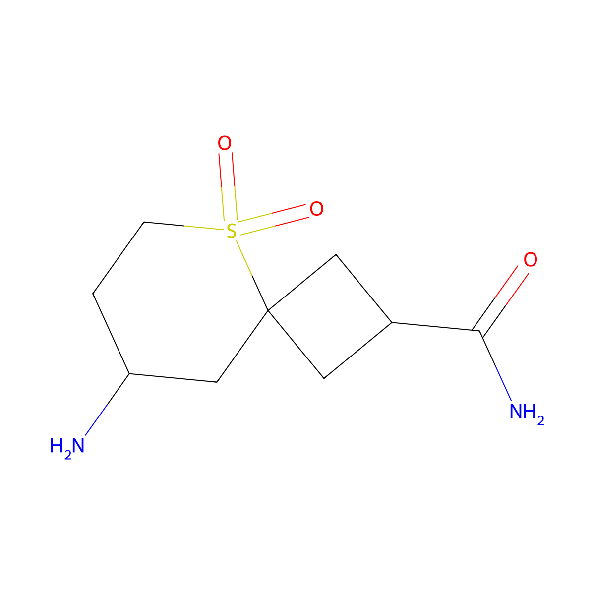 8-Amino-5,5-dioxo-5lambda6-thiaspiro[3.5]nonane-2-carboxamide molecular structure, CAS 2138034-65-6