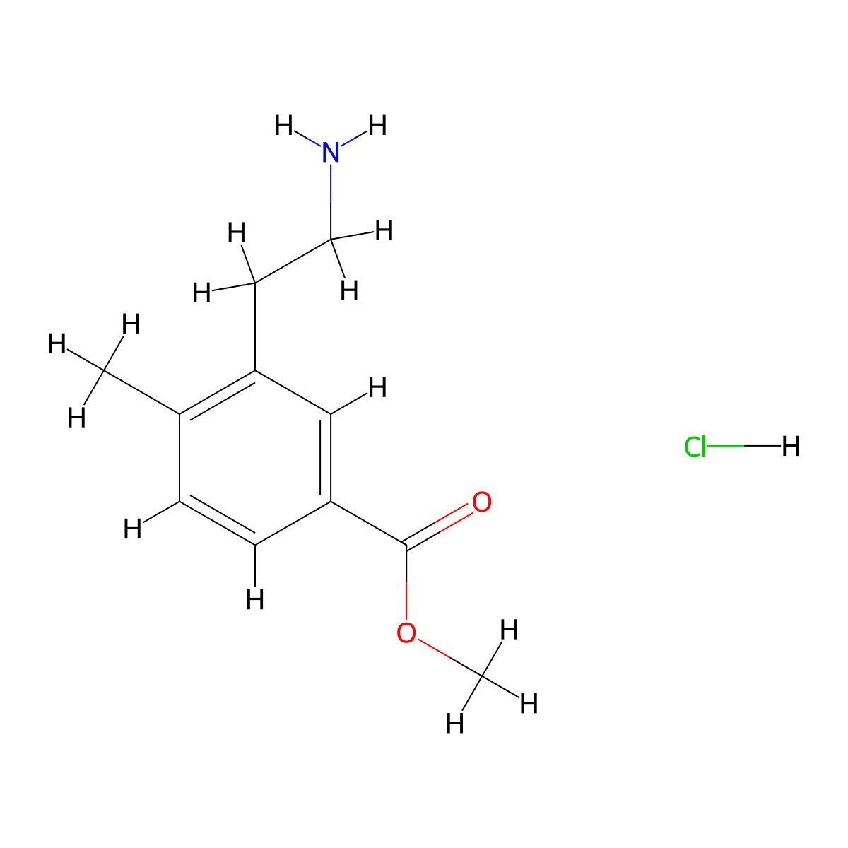 Methyl 3-(2-aminoethyl)-4-methylbenzoate hydrochloride molecular structure, CAS 2138034-69-0