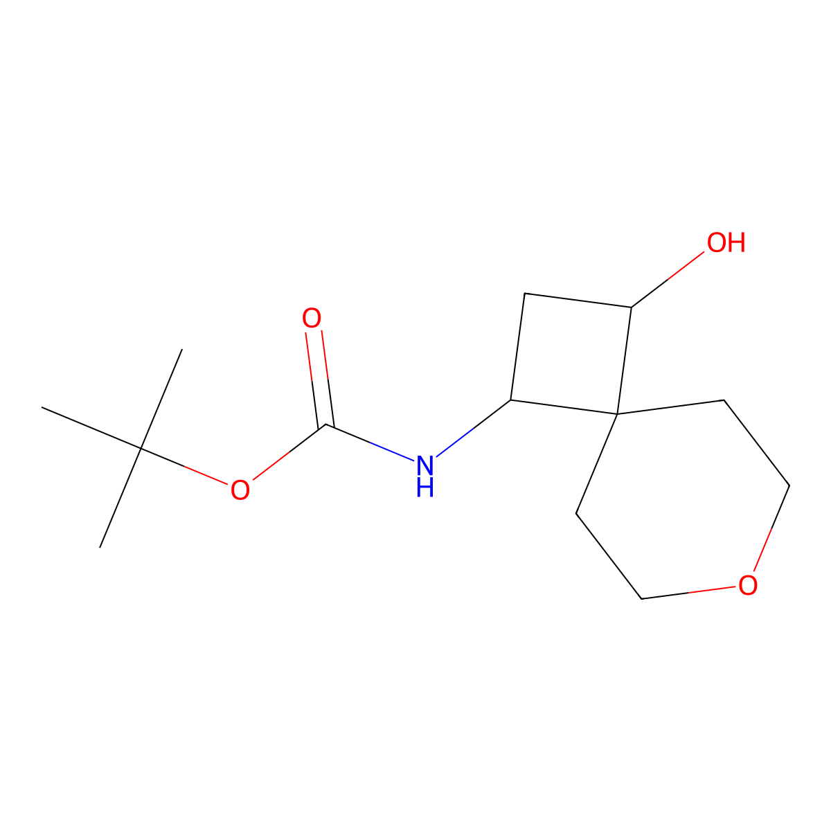 tert-butyl N-{3-hydroxy-7-oxaspiro[3.5]nonan-1-yl}carbamate molecular structure, CAS 2138038-56-7