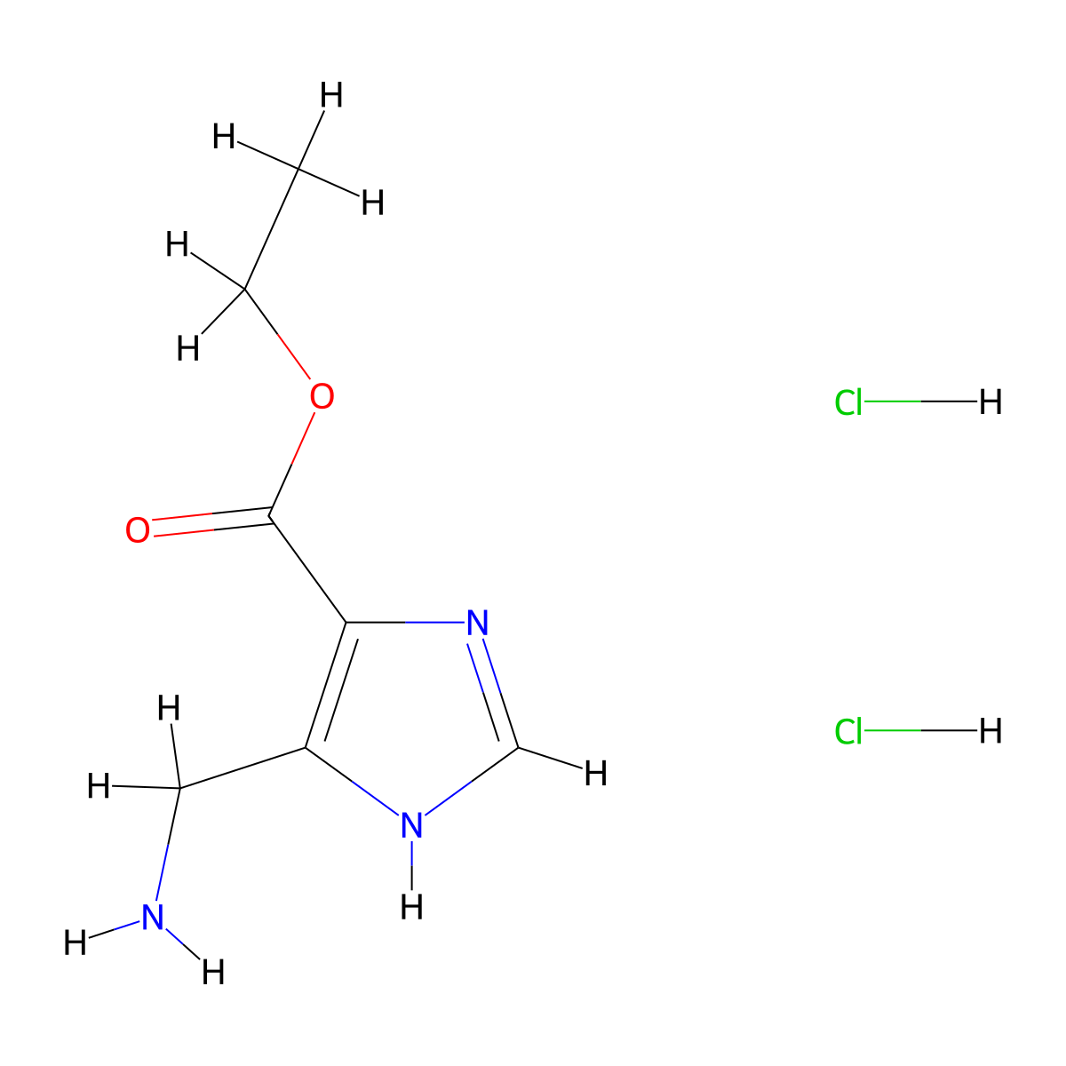 ethyl 4-(aminomethyl)-1H-imidazole-5-carboxylate dihydrochloride molecular structure, CAS 2138039-31-1