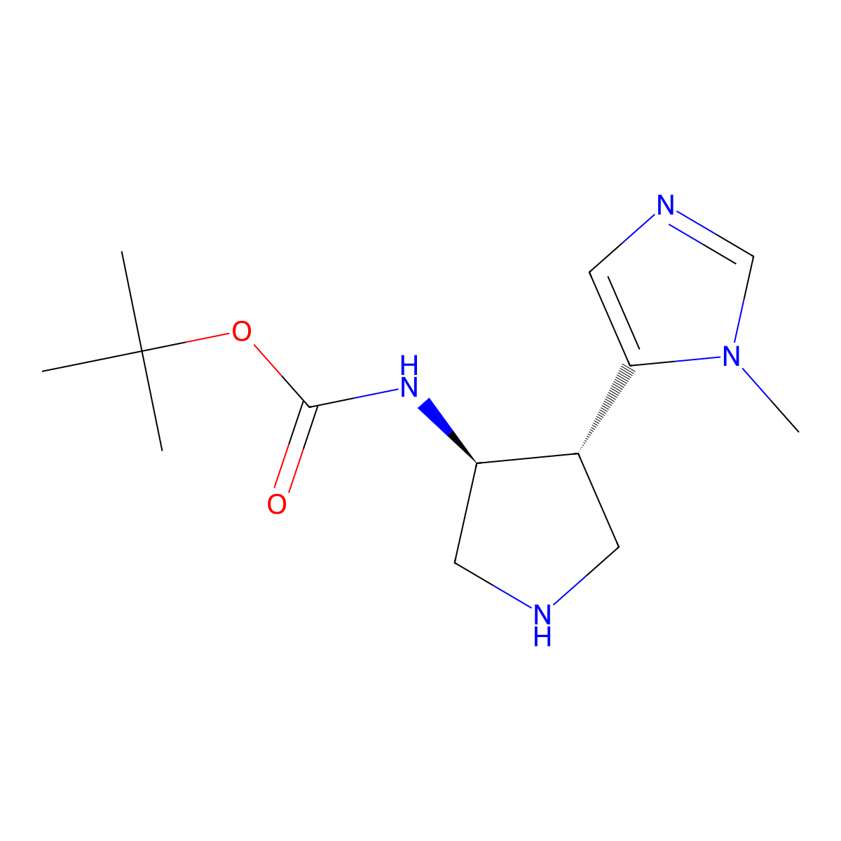 Tert-butyl N-[(3S,4R)-4-(3-methylimidazol-4-yl)pyrrolidin-3-yl]carbamate molecular structure, CAS 2138041-13-9