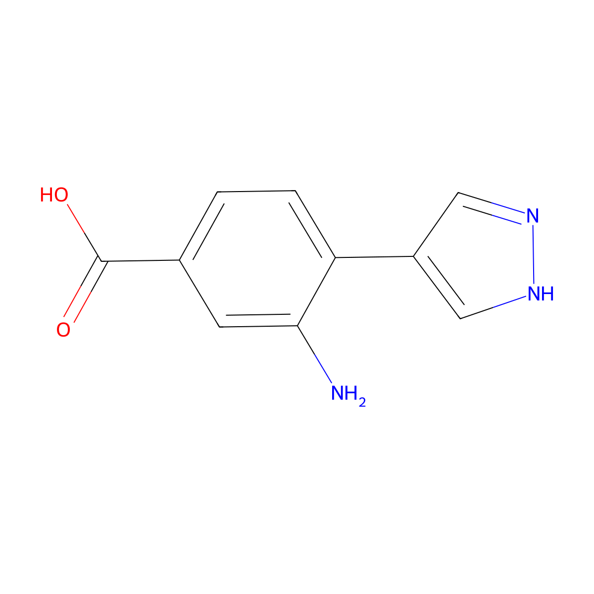 3-amino-4-(1H-pyrazol-4-yl)benzoic acid molecular structure, CAS 2138041-71-9