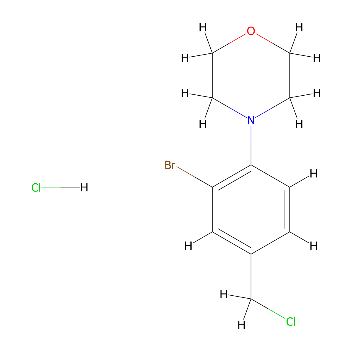 4-[2-Bromo-4-(chloromethyl)phenyl]morpholine hydrochloride molecular structure, CAS 2138041-85-5