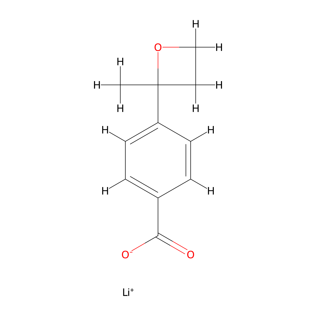 Lithium(1+) 4-(2-methyloxetan-2-yl)benzoate molecular structure, CAS 2138042-45-0