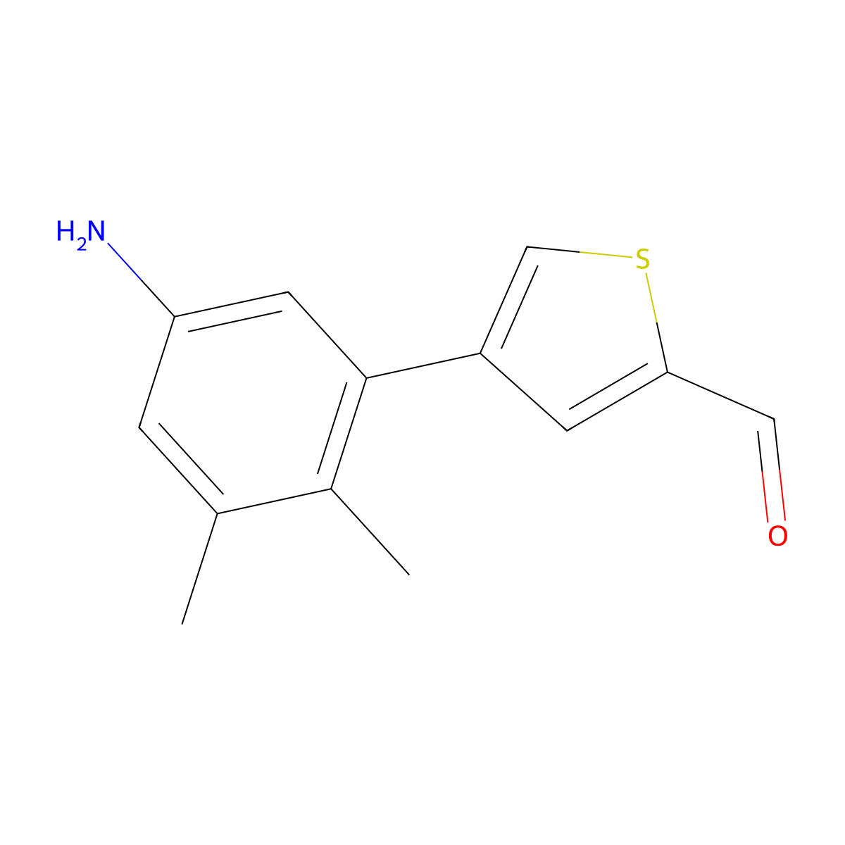 4-(5-Amino-2,3-dimethylphenyl)thiophene-2-carbaldehyde molecular structure, CAS 2138042-97-2