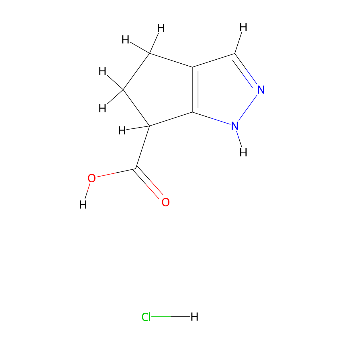 1H,4H,5H,6H-cyclopenta[c]pyrazole-6-carboxylic acid hydrochloride molecular structure, CAS 2138043-59-9