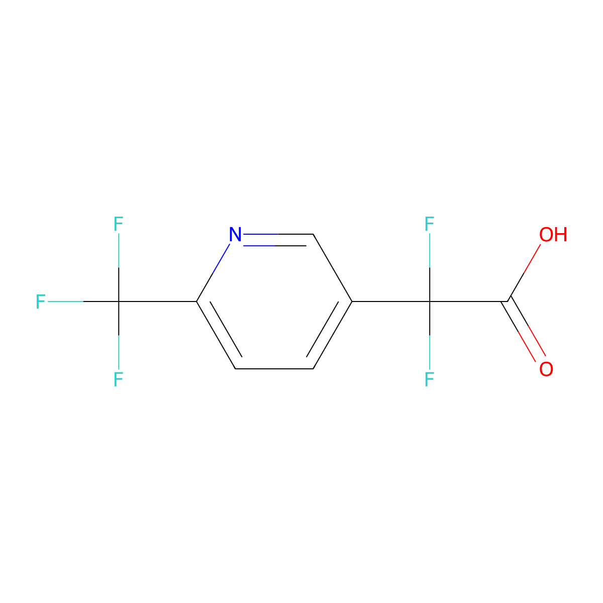 2,2-Difluoro-2-[6-(trifluoromethyl)pyridin-3-yl]acetic acid molecular structure, CAS 2138043-70-4