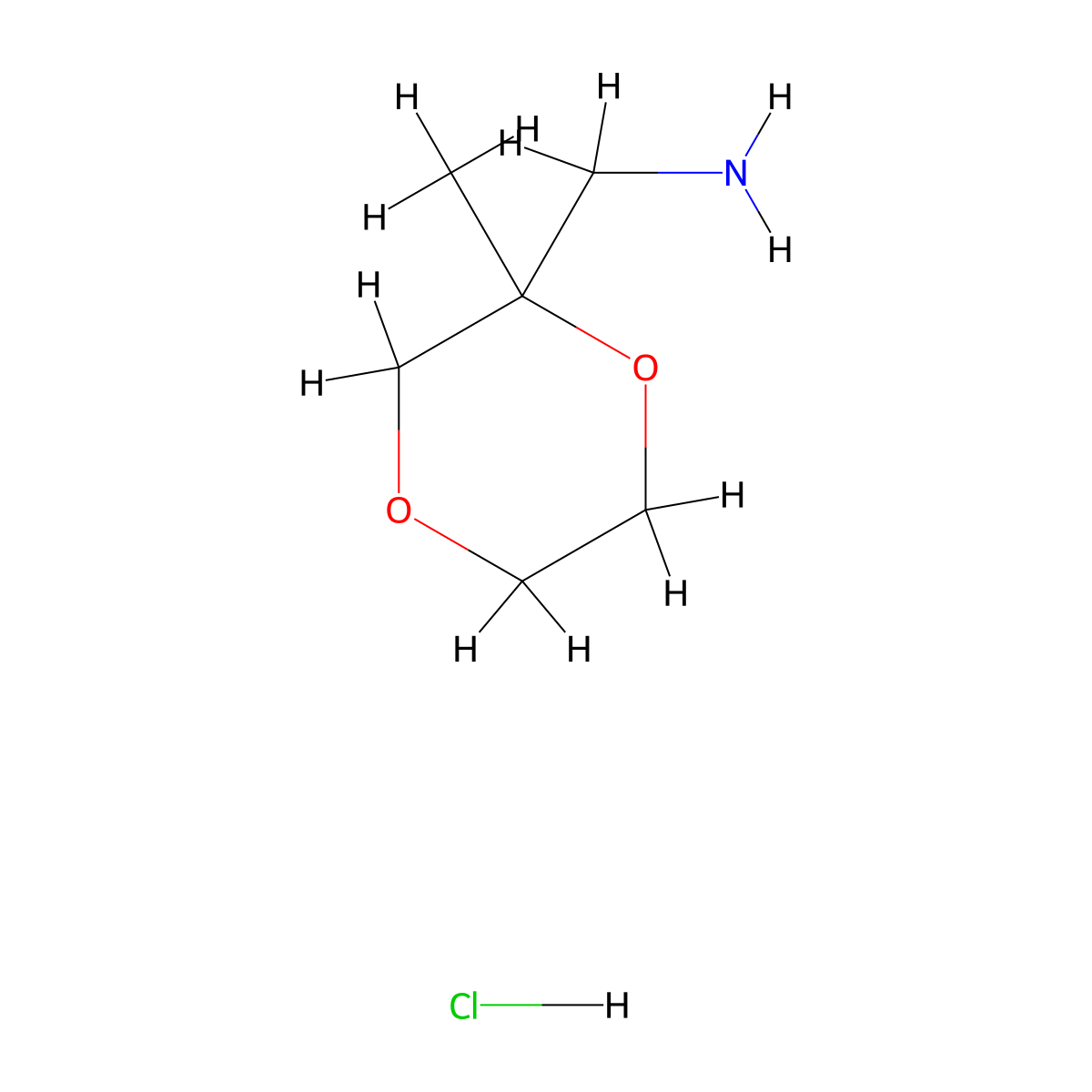 (2-Methyl-1,4-dioxan-2-yl)methanamine hydrochloride molecular structure, CAS 2138044-58-1