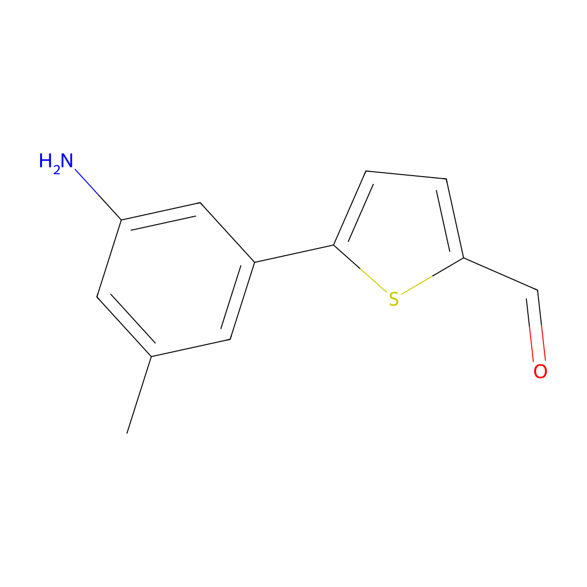 5-(3-Amino-5-methylphenyl)thiophene-2-carbaldehyde molecular structure, CAS 2138044-70-7
