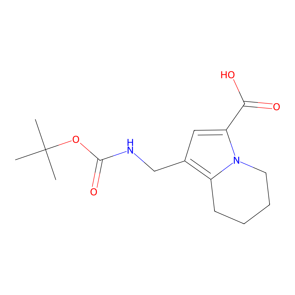 1-({[(Tert-butoxy)carbonyl]amino}methyl)-5,6,7,8-tetrahydroindolizine-3-carboxylic acid molecular structure, CAS 2138045-05-1