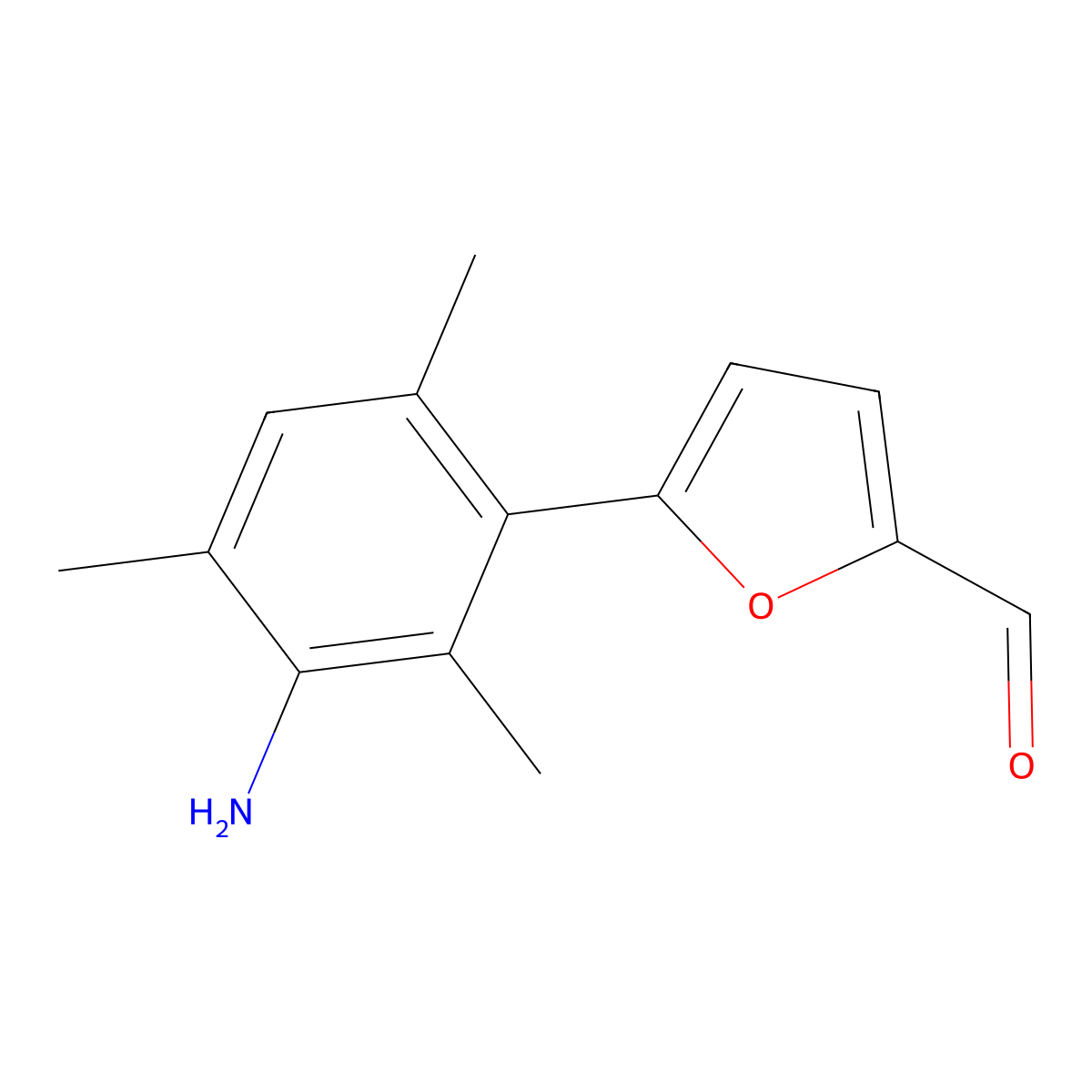 5-(3-Amino-2,4,6-trimethylphenyl)furan-2-carbaldehyde molecular structure, CAS 2138045-53-9