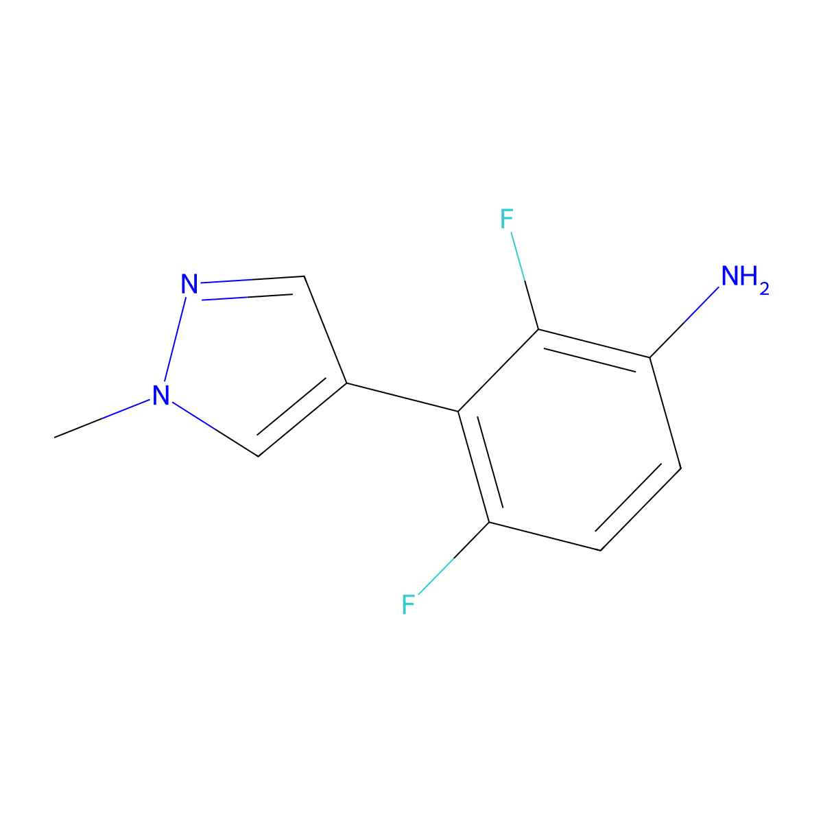 2,4-difluoro-3-(1-methyl-1H-pyrazol-4-yl)aniline molecular structure, CAS 2138045-56-2