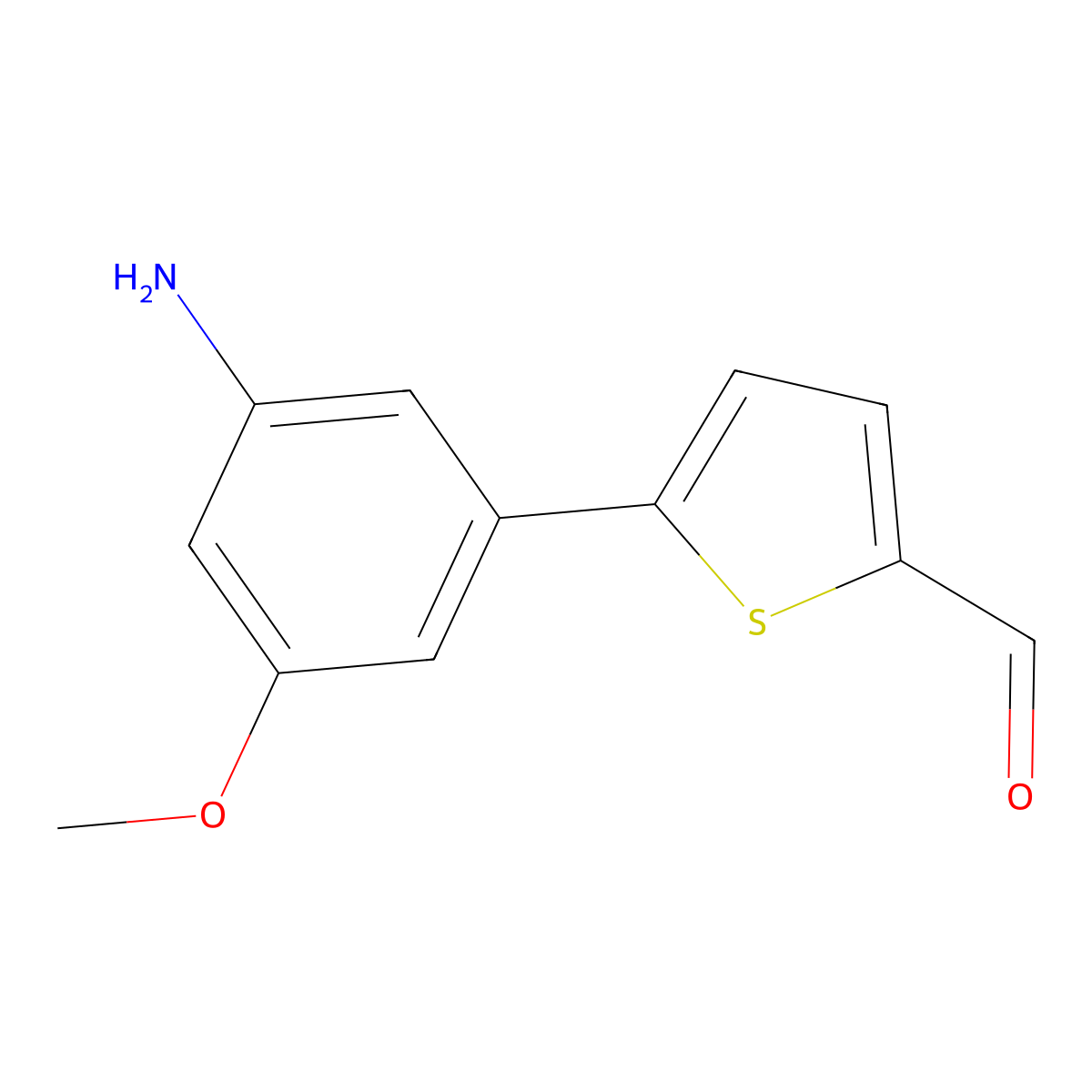 5-(3-Amino-5-methoxyphenyl)thiophene-2-carbaldehyde molecular structure, CAS 2138047-58-0