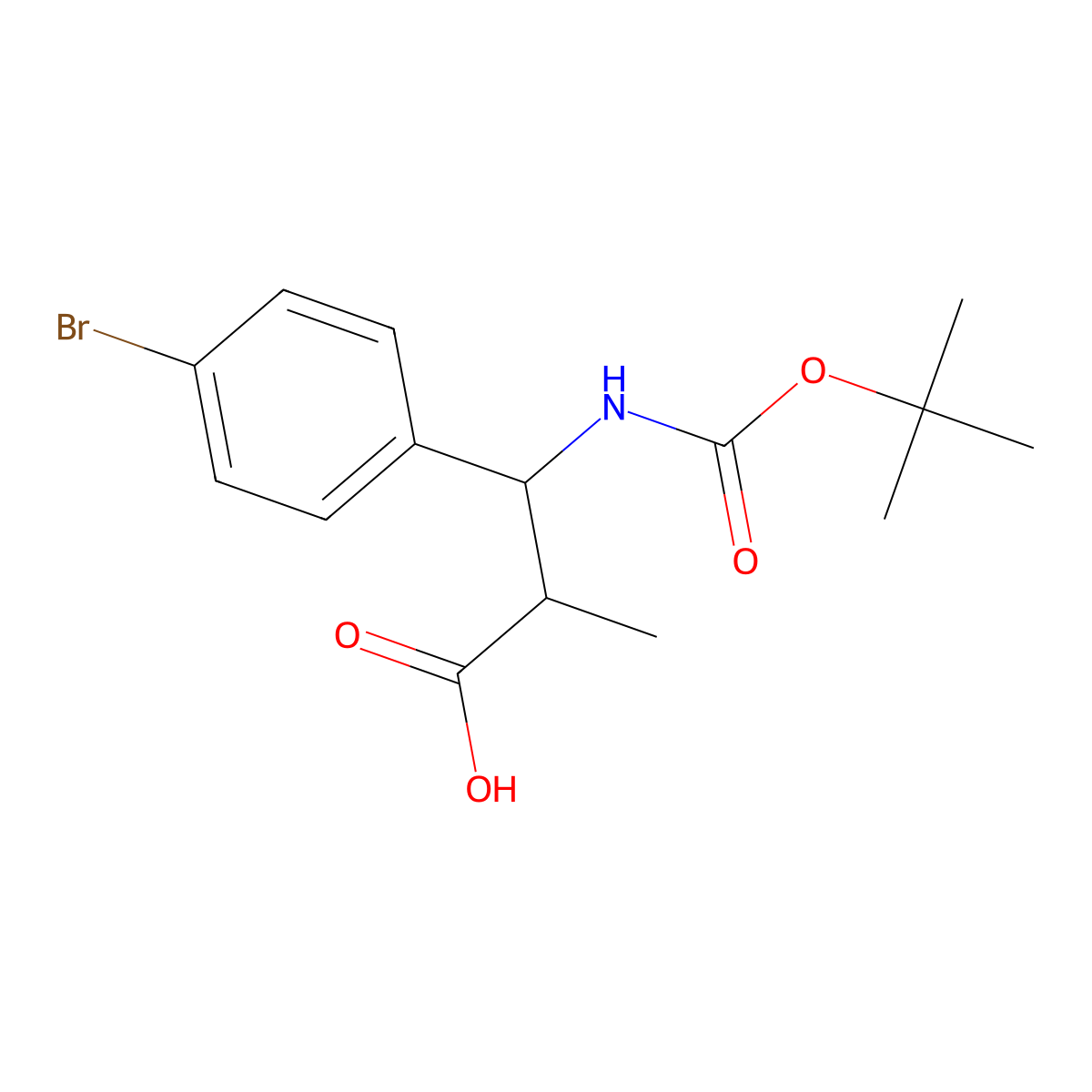 3-(4-Bromophenyl)-3-{[(tert-butoxy)carbonyl]amino}-2-methylpropanoic acid molecular structure, CAS 2138047-78-4