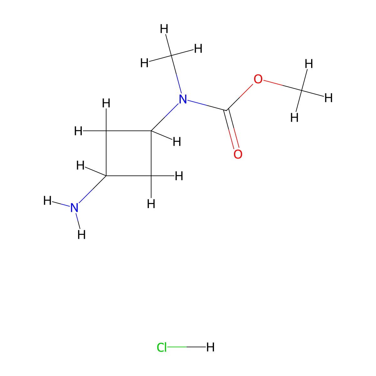 methyl N-(3-aminocyclobutyl)-N-methylcarbamate hydrochloride molecular structure, CAS 2138052-28-3