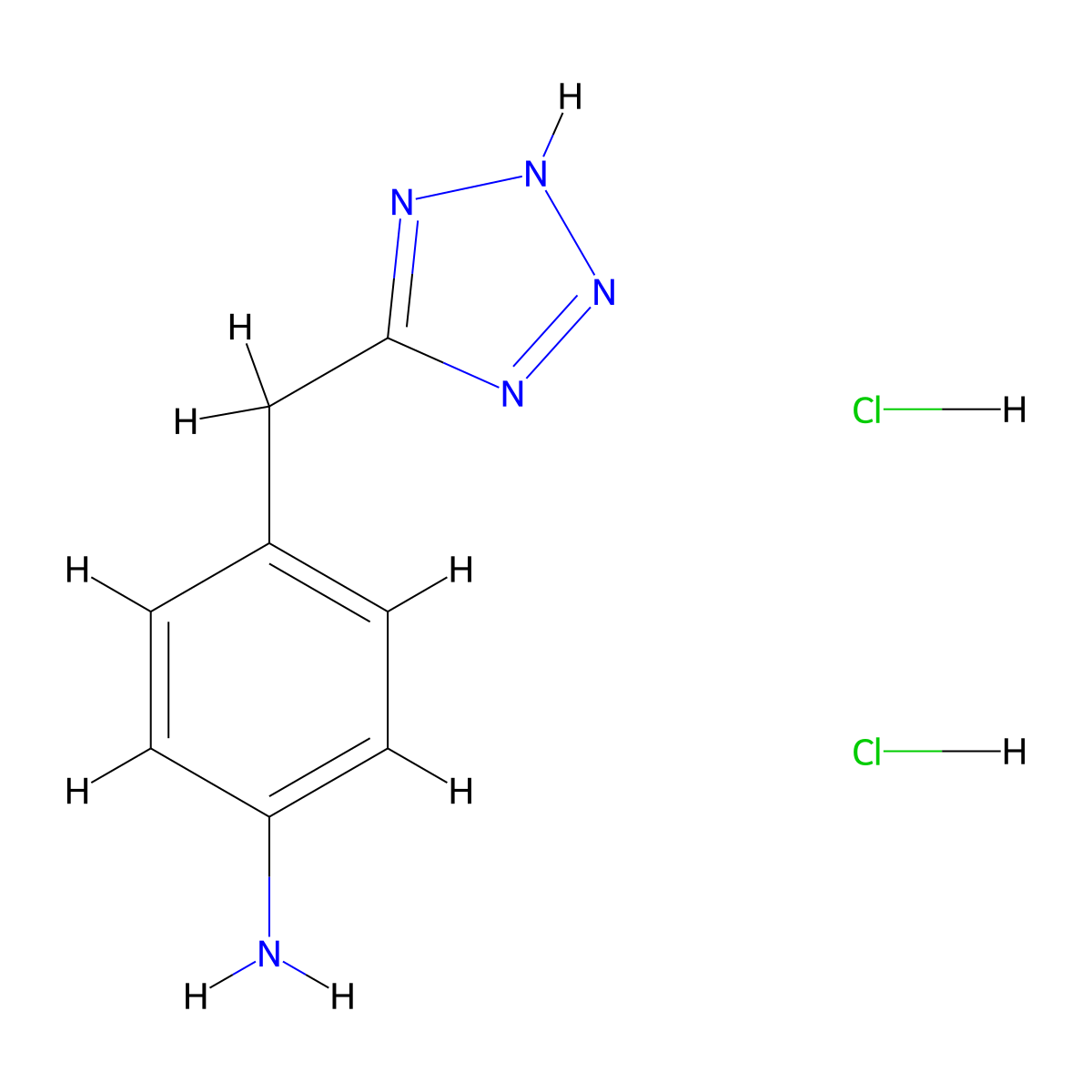 4-((1H-1,2,3,4-tetrazol-5-yl)methyl)aniline dihydrochloride molecular structure, CAS 2138054-15-4