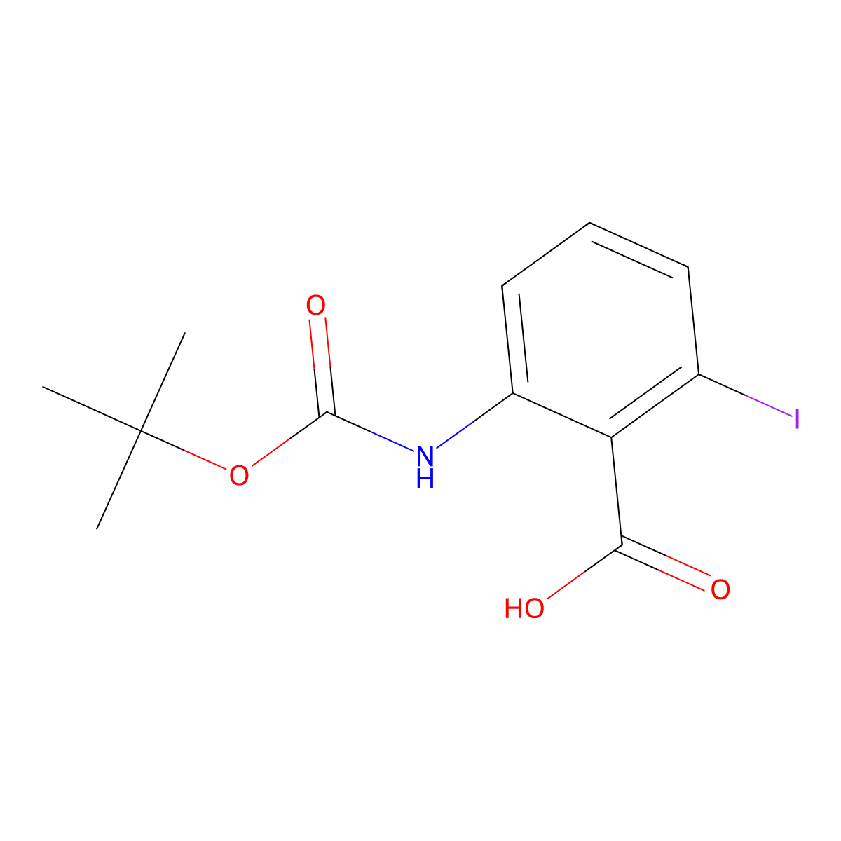 2-((tert-Butoxycarbonyl)amino)-6-iodobenzoic acid molecular structure, CAS 2138054-58-5