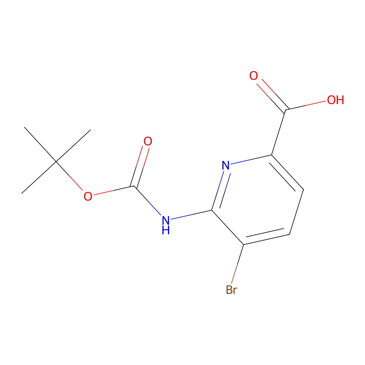5-Bromo-6-{[(tert-butoxy)carbonyl]amino}pyridine-2-carboxylic acid molecular structure, CAS 2138054-62-1