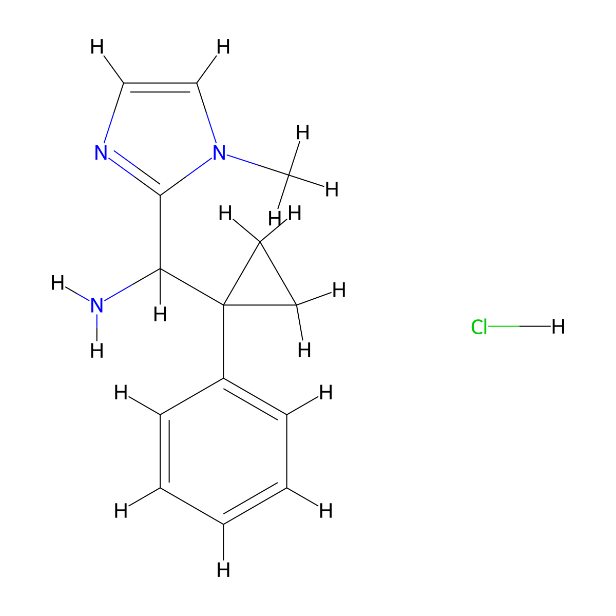 (1-methyl-1H-imidazol-2-yl)(1-phenylcyclopropyl)methanamine hydrochloride molecular structure, CAS 2138054-90-5