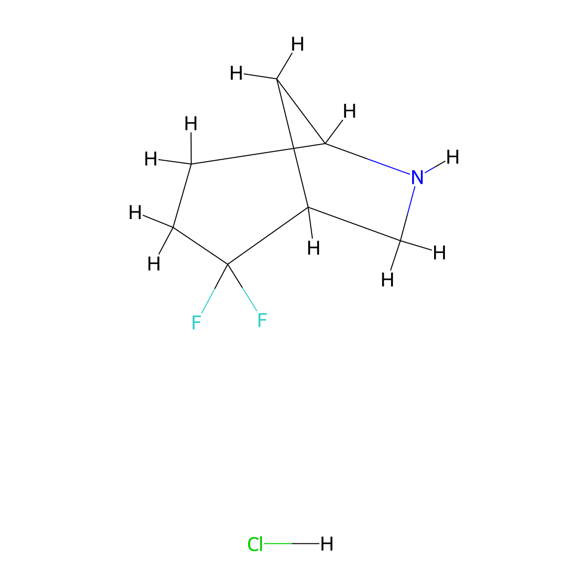 2,2-Difluoro-6-azabicyclo[3.2.1]octane hydrochloride molecular structure, CAS 2138055-79-3