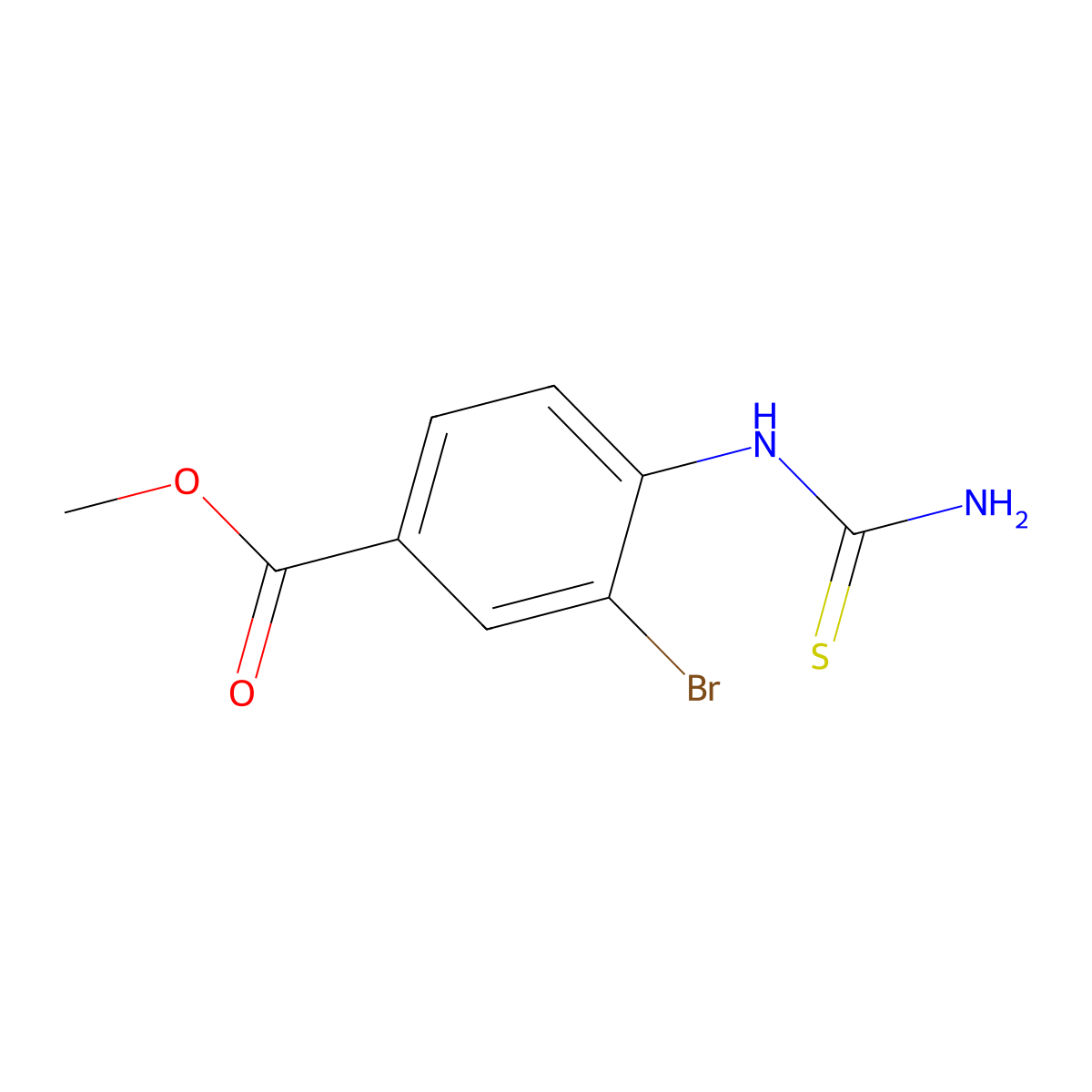 Methyl 3-bromo-4-(carbamothioylamino)benzoate molecular structure, CAS 2138055-83-9