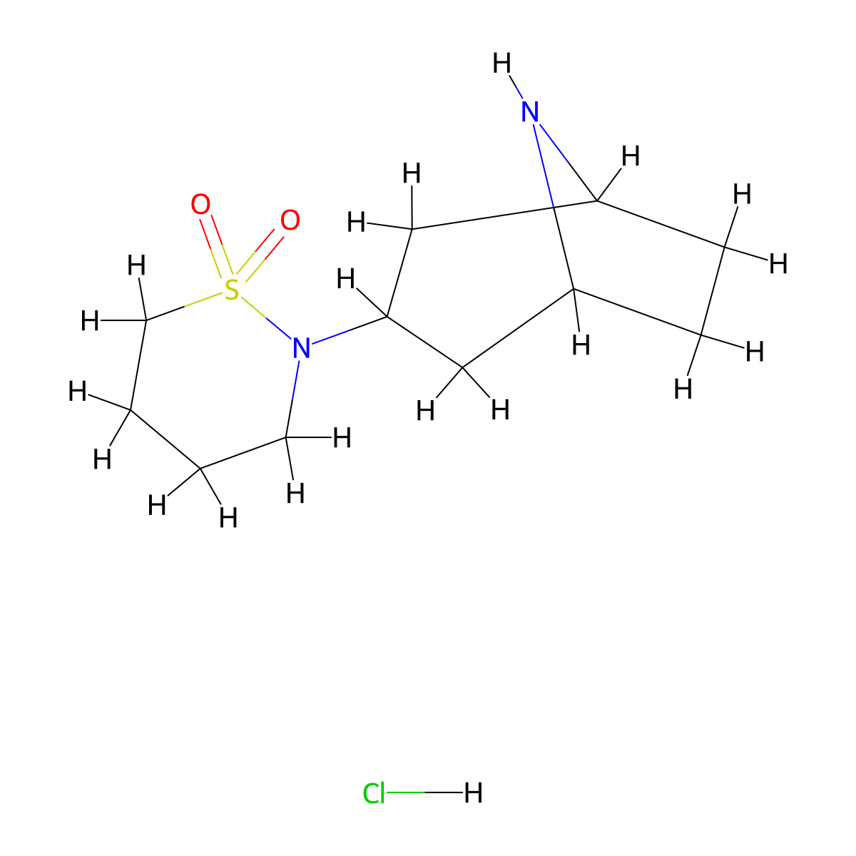 2-(8-Azabicyclo[3.2.1]octan-3-yl)-1,2-thiazinane 1,1-dioxide hydrochloride molecular structure, CAS 2138058-76-9