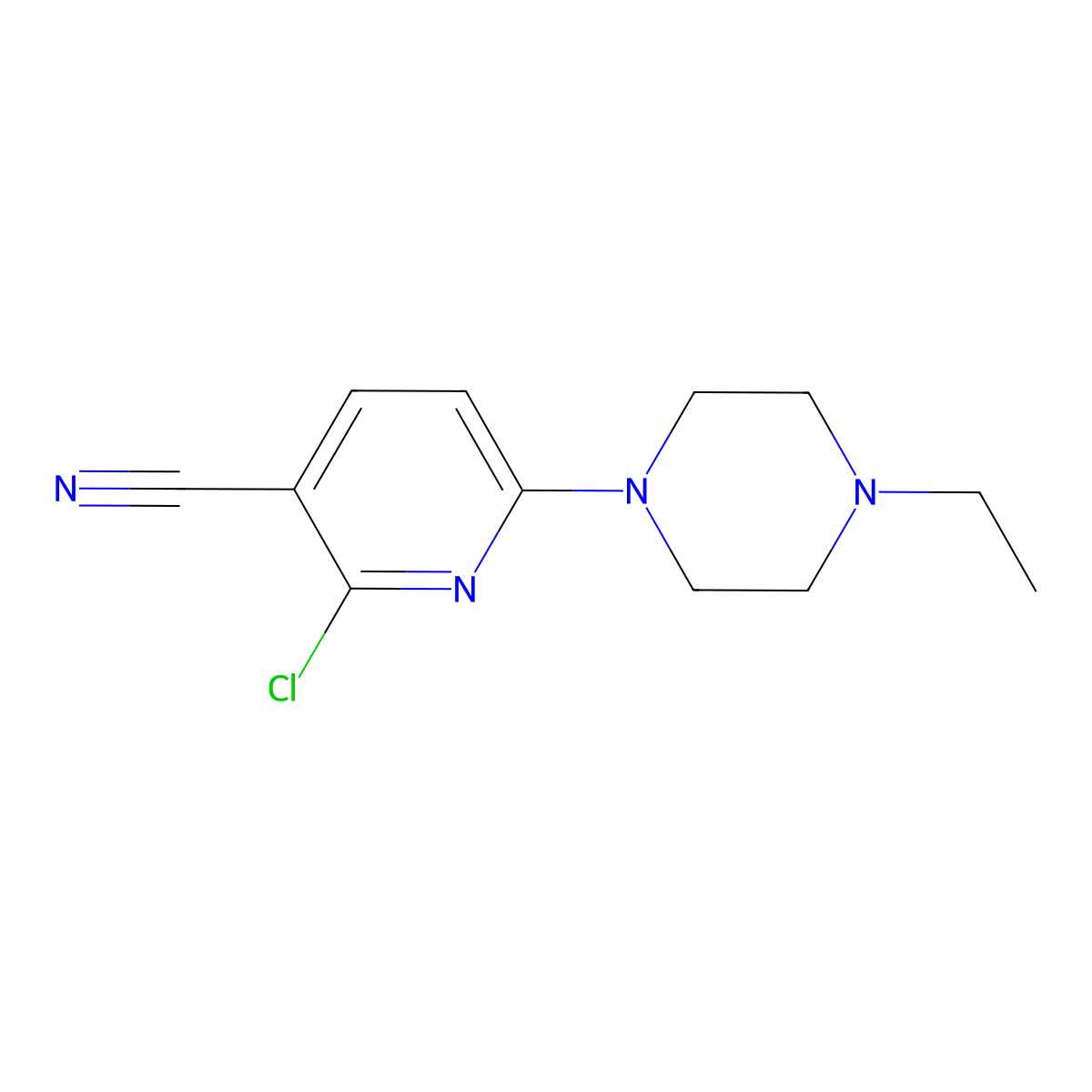 2-Chloro-6-(4-ethylpiperazin-1-yl)pyridine-3-carbonitrile molecular structure, CAS 2138059-14-8