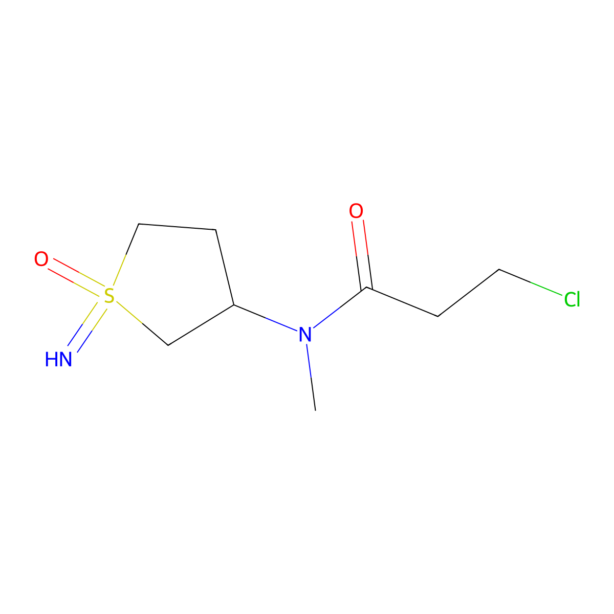 3-chloro-N-(1-imino-1-oxo-1lambda6-thiolan-3-yl)-N-methylpropanamide molecular structure, CAS 2138059-63-7