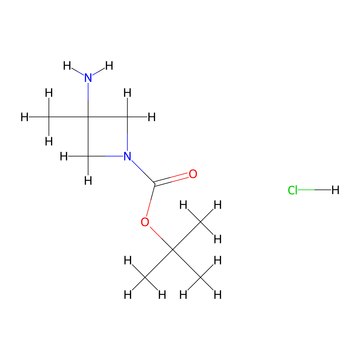 Tert-butyl 3-amino-3-methylazetidine-1-carboxylate hydrochloride molecular structure, CAS 2138059-95-5