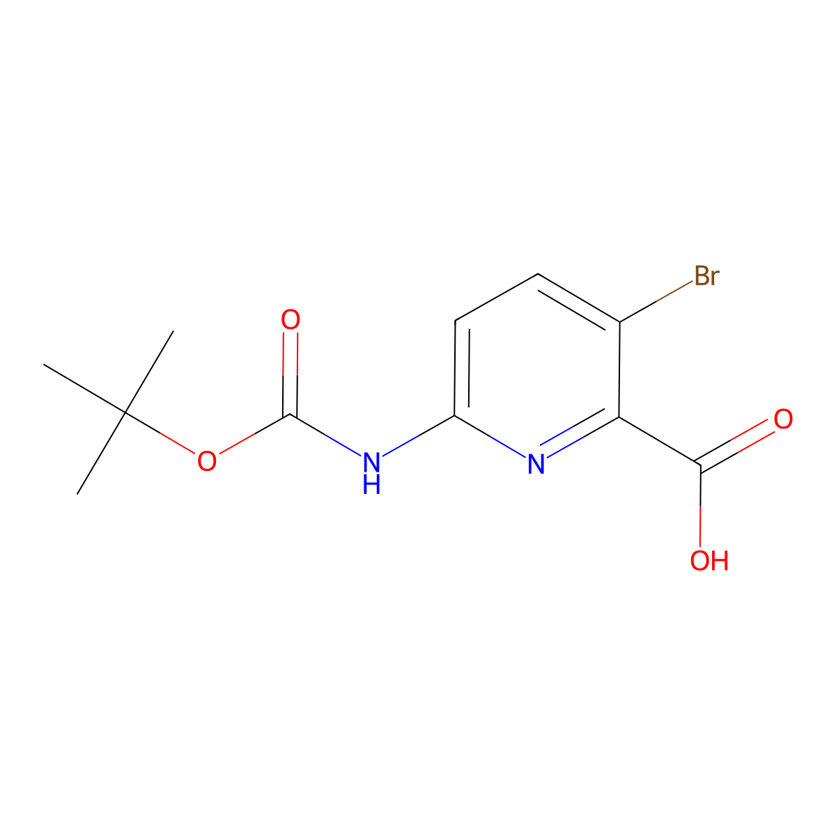 3-Bromo-6-{[(tert-butoxy)carbonyl]amino}pyridine-2-carboxylic acid molecular structure, CAS 2138061-30-8